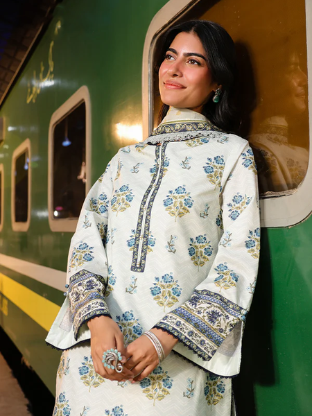 Rust white Printed Lawn Suit