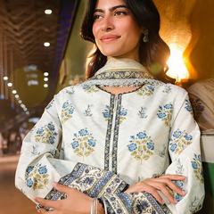 Rust white Printed Lawn Suit