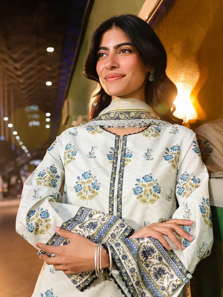 Rust white Printed Lawn Suit