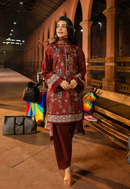 Rust mroon Printed Lawn Suit