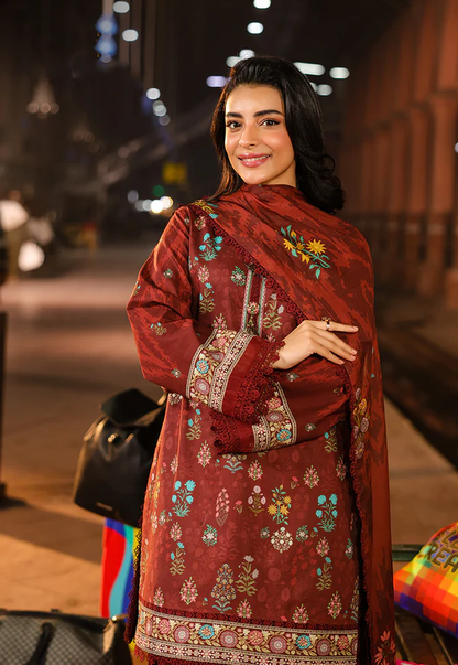 Rust mroon Printed Lawn Suit