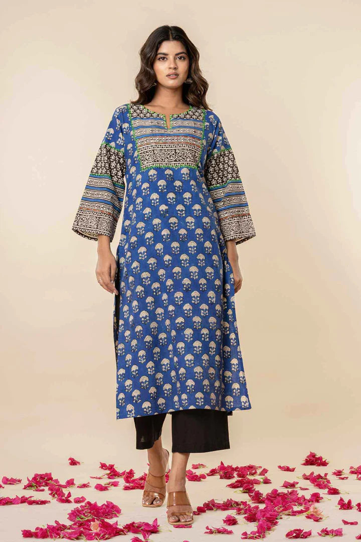 elegant blue printed kurta