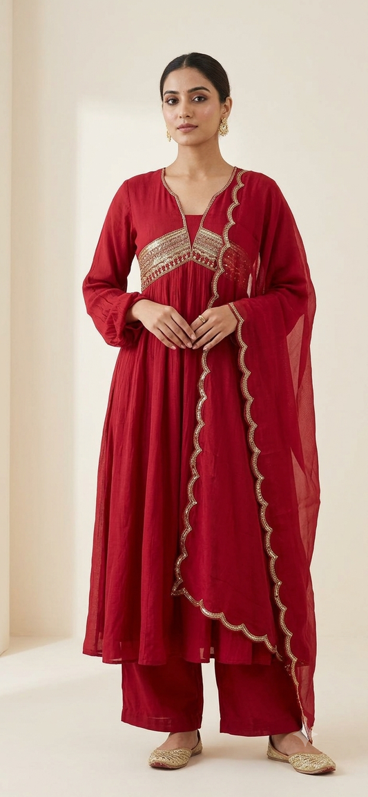 Noor-e-Surkh Anarkali Kurta Set for Women