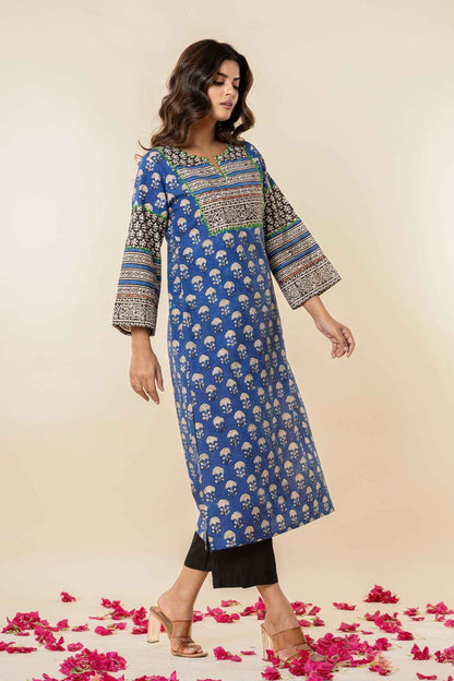 elegant blue printed kurta