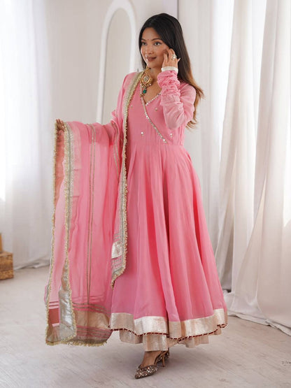 Blush Pink Gota Patti Anarkali Kurta Set