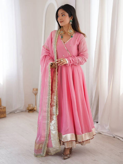 Blush Pink Gota Patti Anarkali Kurta Set