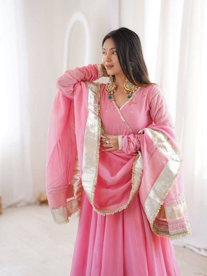 Blush Pink Gota Patti Anarkali Kurta Set