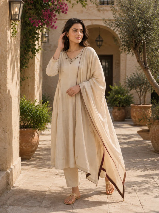Noor Ivory Grace Anarkali Kurta Set