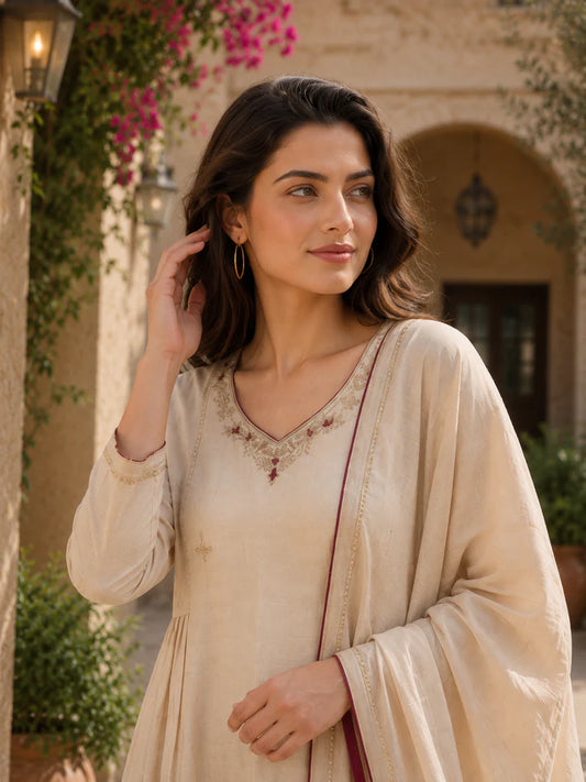 Noor Ivory Grace Anarkali Kurta Set