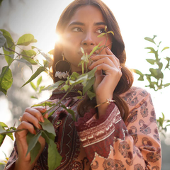 Peach & Maroon Printed Lawn Suit