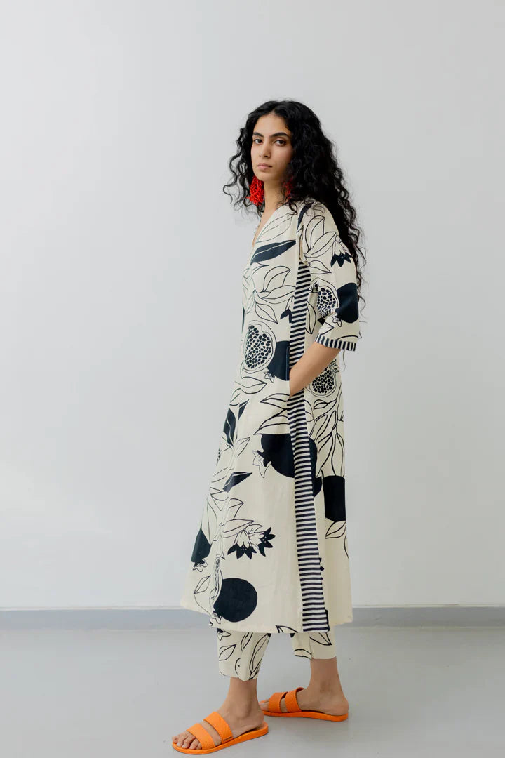 Printed Straight Kurta with Pants Set