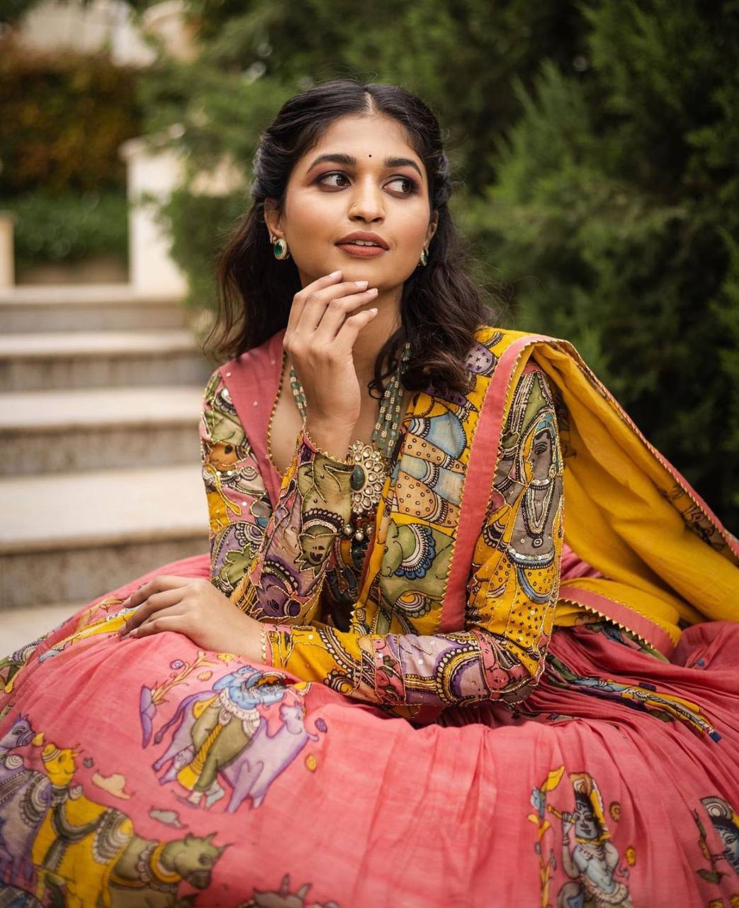 Pink Fully Stitched Printed Kalamkari Lehenga Choli