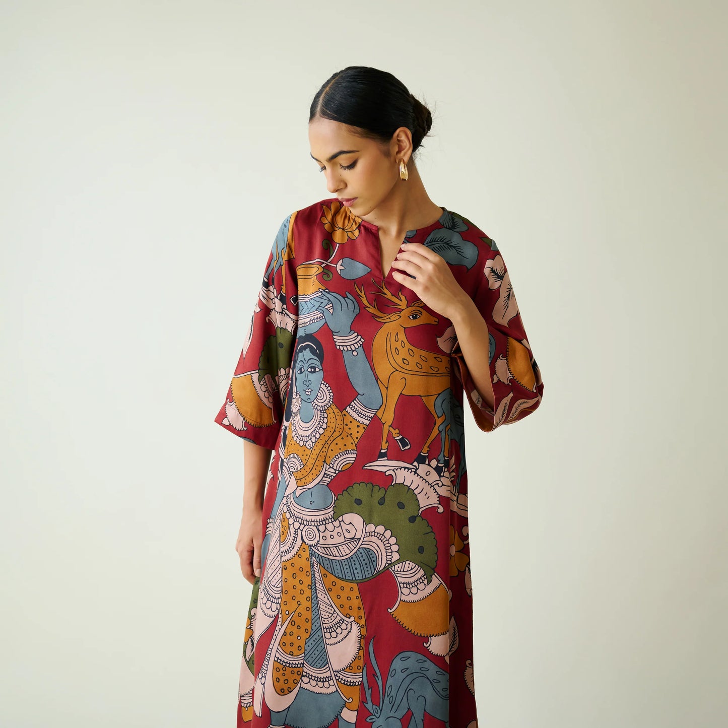 Maroon Artistic Printed Kurta