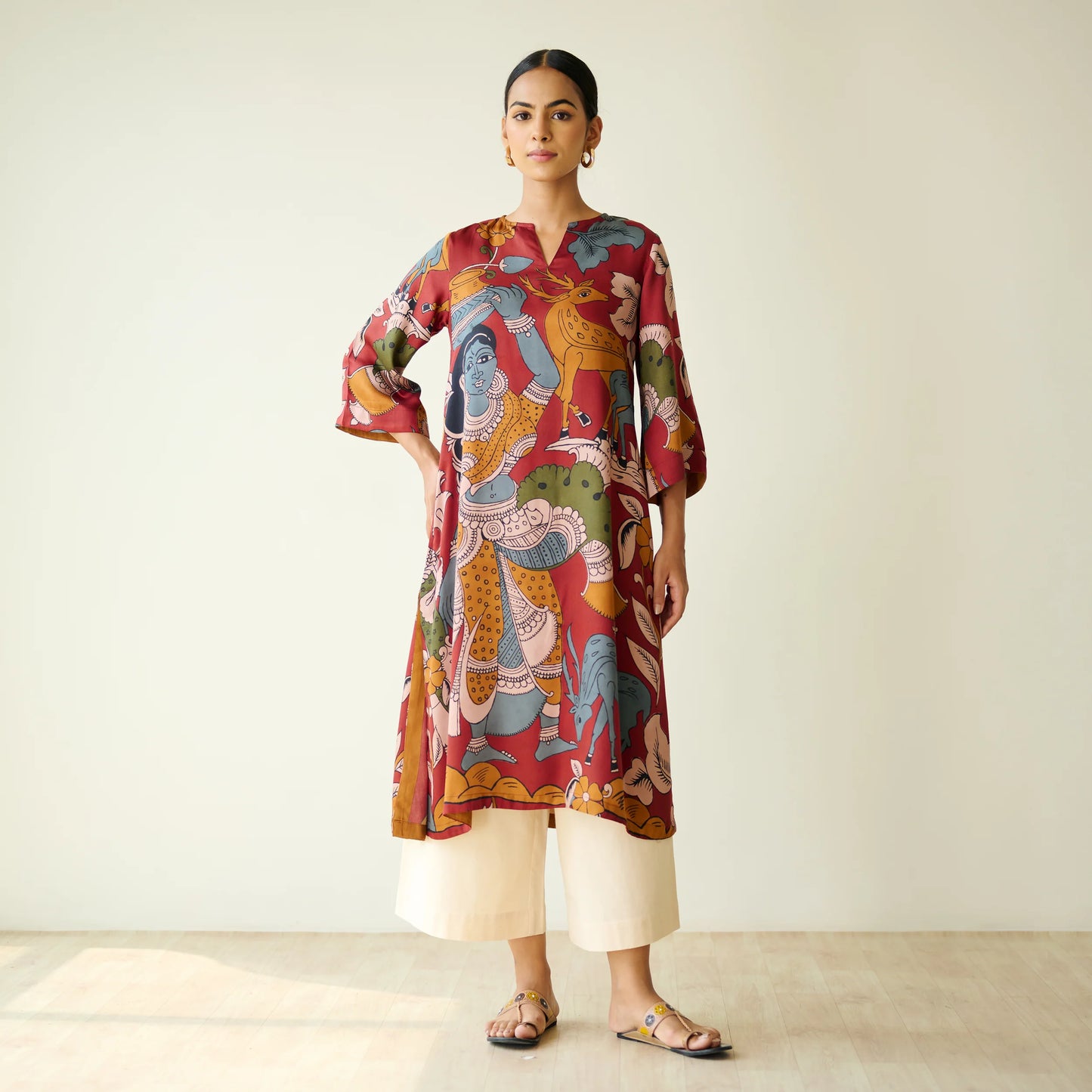 Maroon Artistic Printed Kurta