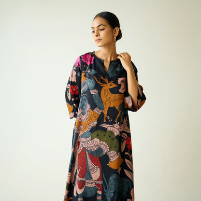 Black Artistic Printed Kurta