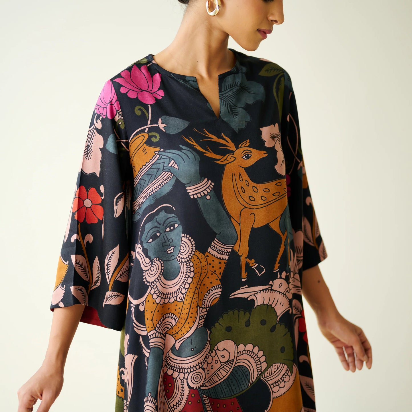 Black Artistic Printed Kurta