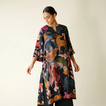 Black Artistic Printed Kurta