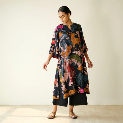 Black Artistic Printed Kurta