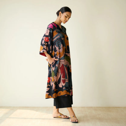 Black Artistic Printed Kurta