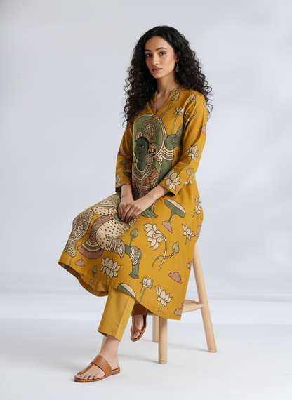 Mustard Kalamkari Heritage Kurta Set