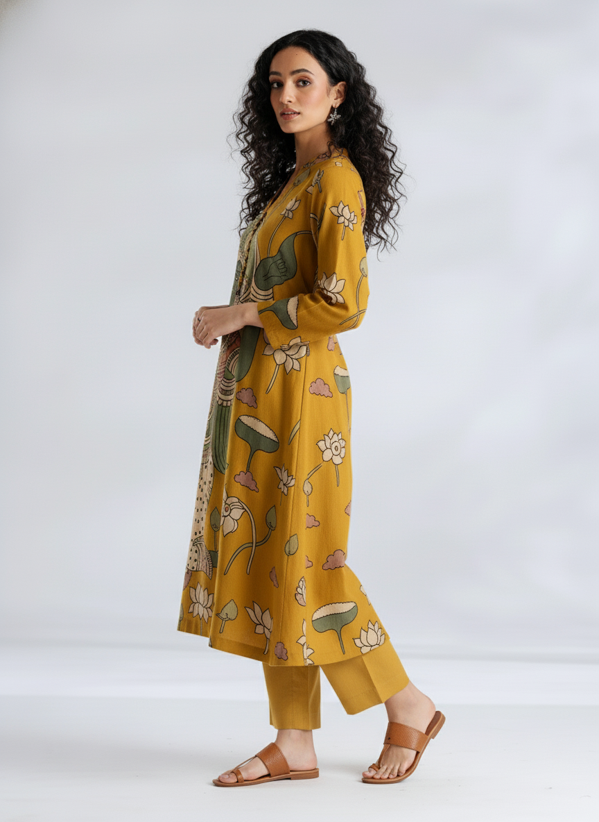 Mustard Kalamkari Heritage Kurta Set