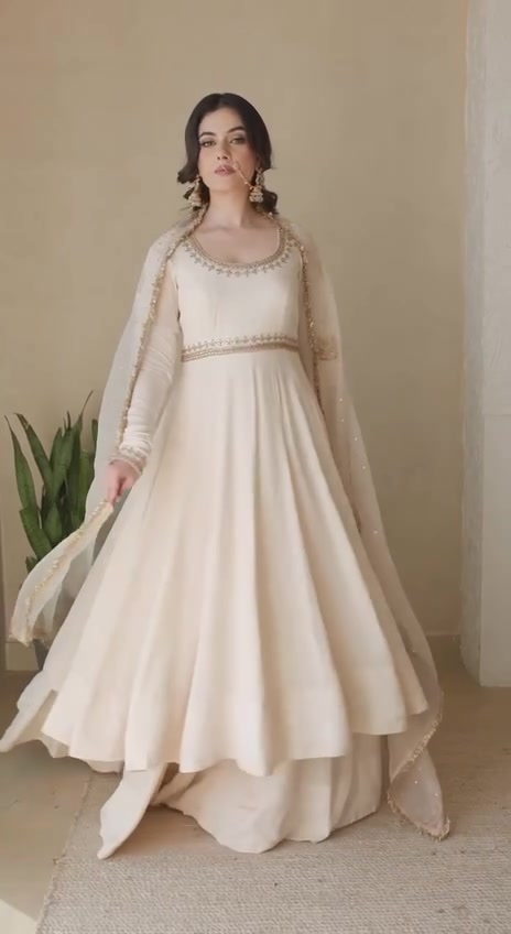 Ivory Grace Embroidered Anarkali Set