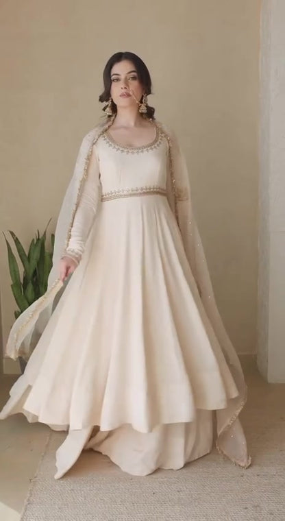 Ivory Grace Embroidered Anarkali Set