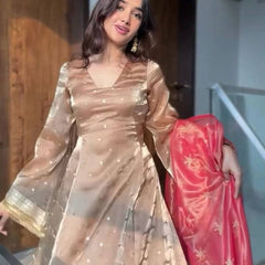 EMBROIDERED WORK TOP AND PENT WITH DUPATTA