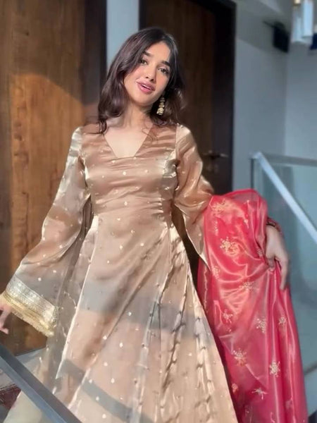 EMBROIDERED WORK TOP AND PENT WITH DUPATTA