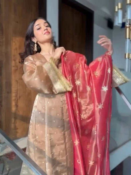 EMBROIDERED WORK TOP AND PENT WITH DUPATTA