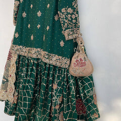 EMBROIDERY WORK SUIT WITH FULL FLAIR WORK SHARARA AND DUPATTA