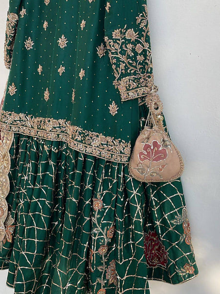 EMBROIDERY WORK SUIT WITH FULL FLAIR WORK SHARARA AND DUPATTA