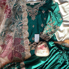 EMBROIDERY WORK SUIT WITH FULL FLAIR WORK SHARARA AND DUPATTA