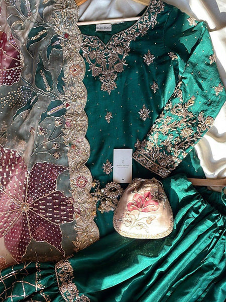 EMBROIDERY WORK SUIT WITH FULL FLAIR WORK SHARARA AND DUPATTA