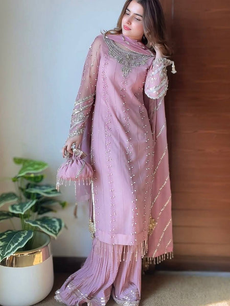 Heavy Faux Georgette Top Plazzo & Dupatta Set