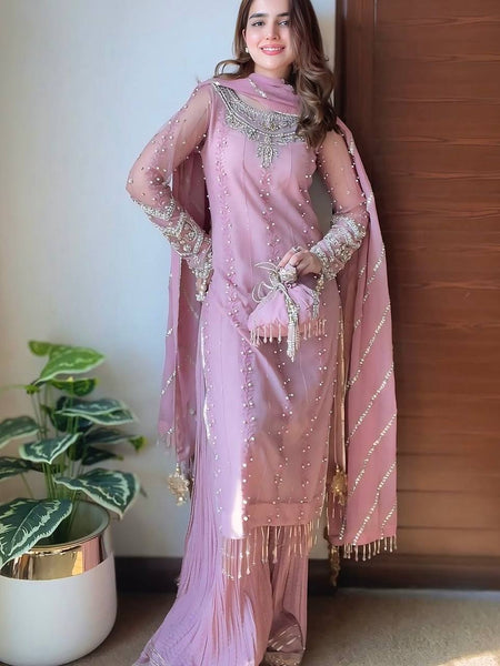 Heavy Faux Georgette Top Plazzo & Dupatta Set