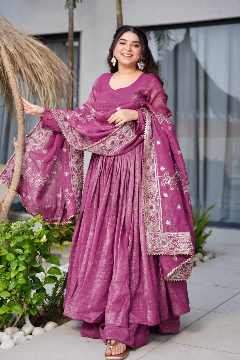 Magenta Anarkali Suit Set