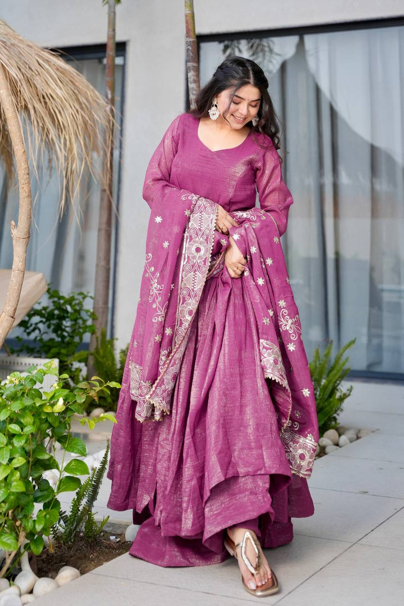 Magenta Anarkali Suit Set