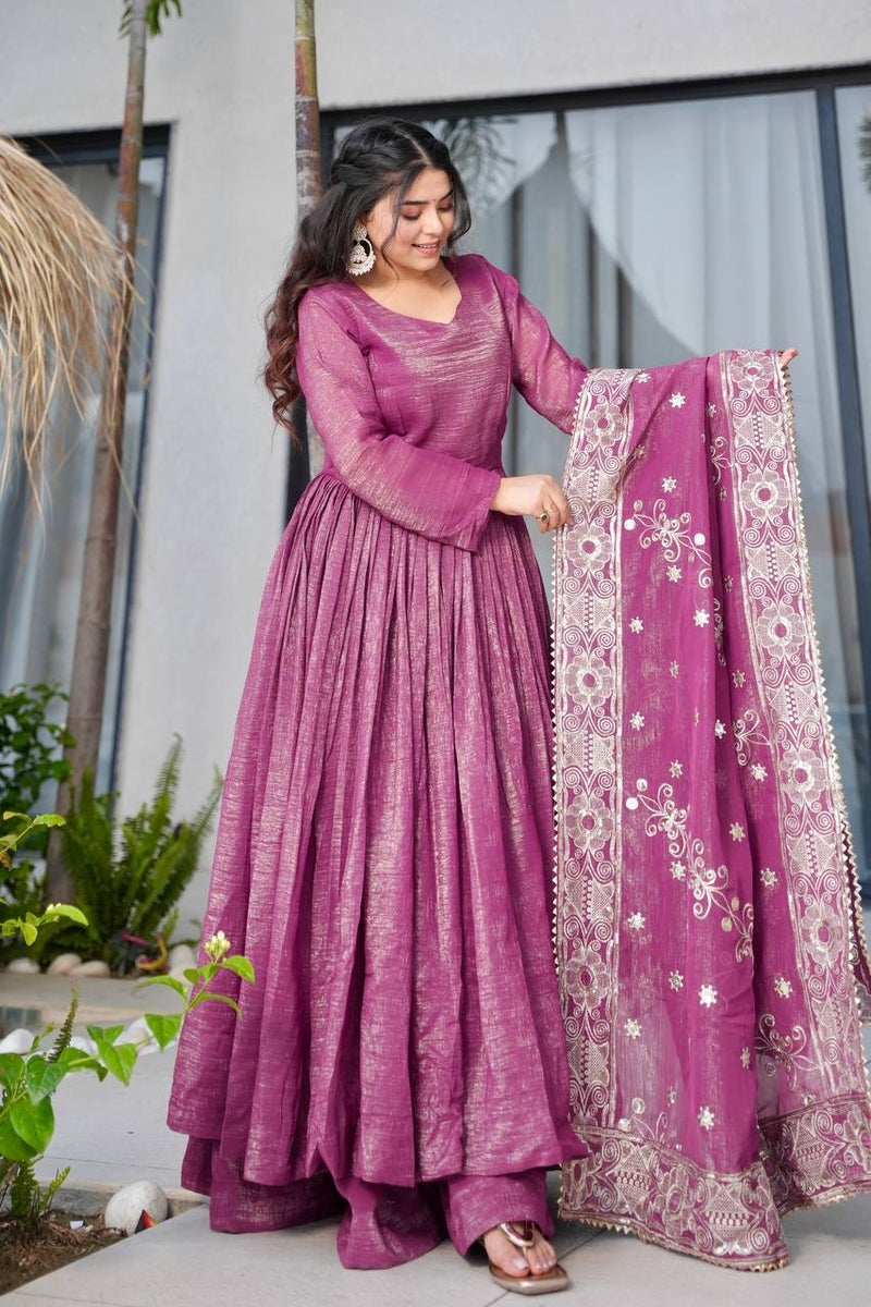 Magenta Anarkali Suit Set