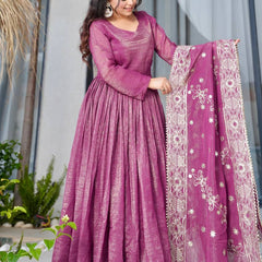 Magenta Anarkali Suit Set