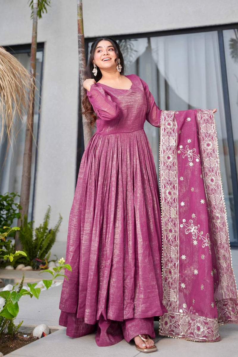 Magenta Anarkali Suit Set