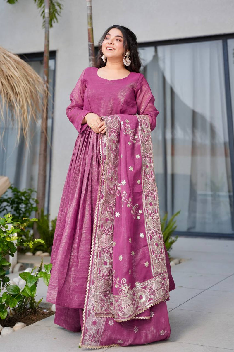 Magenta Anarkali Suit Set