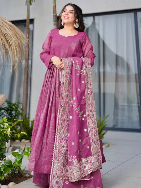 Magenta Anarkali Suit Set