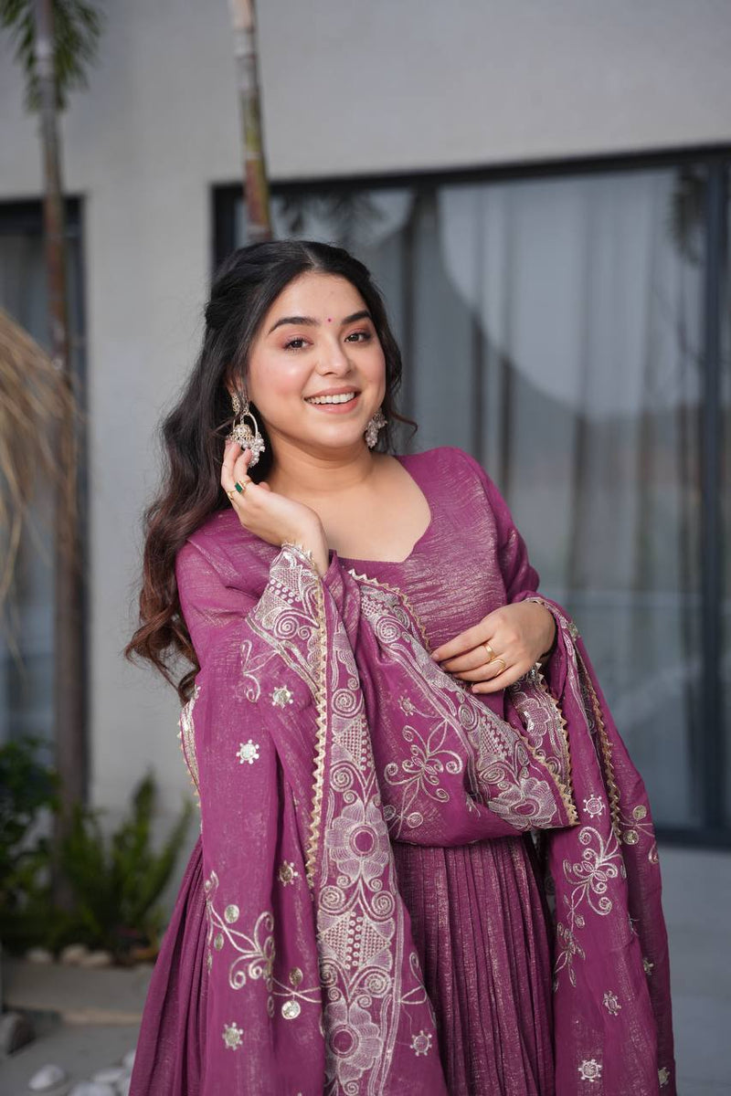 Magenta Anarkali Suit Set