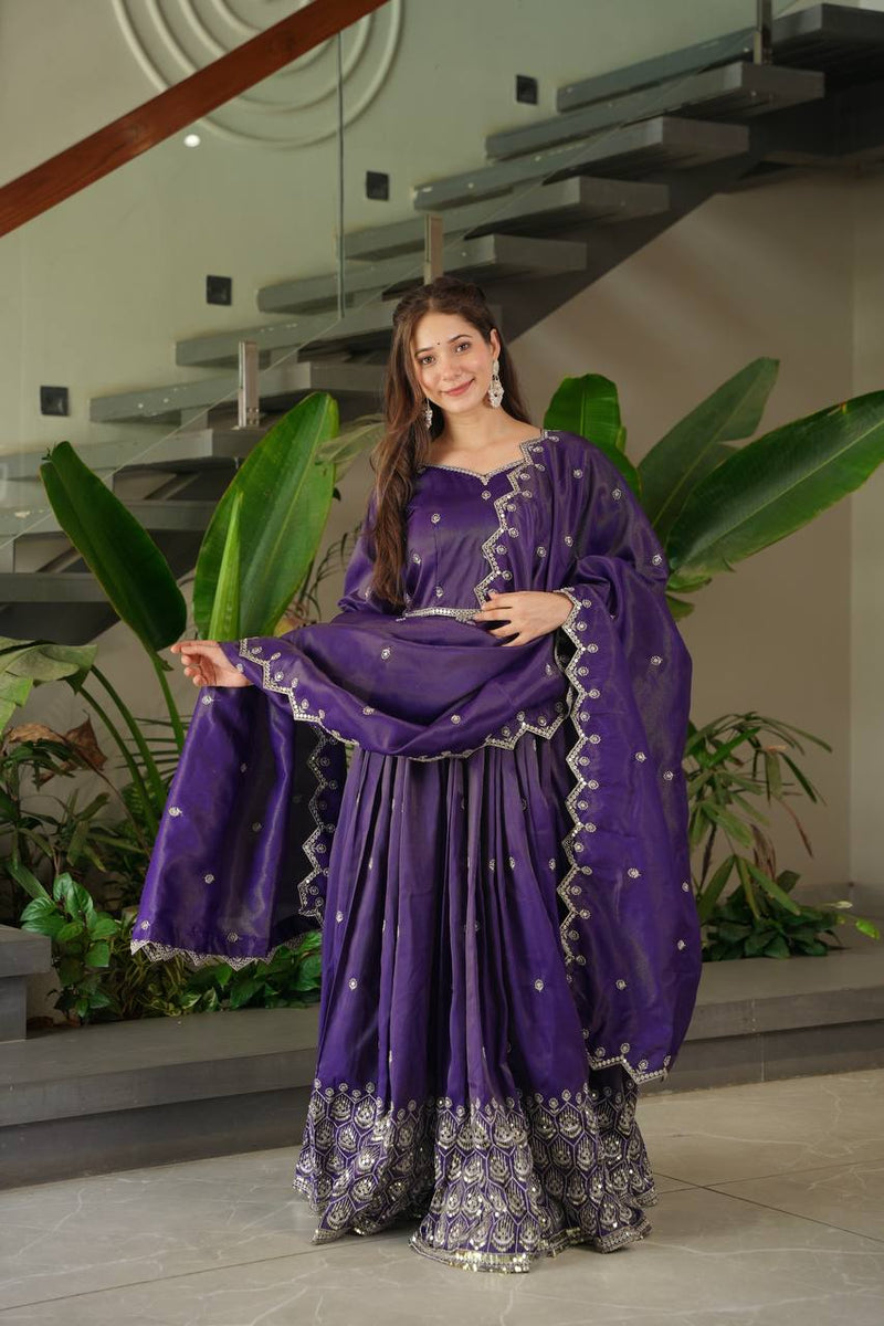 Royal Purple Embroidered Anarkali Suit with Dupatta