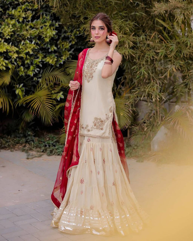 cream (or off‑white) sharara