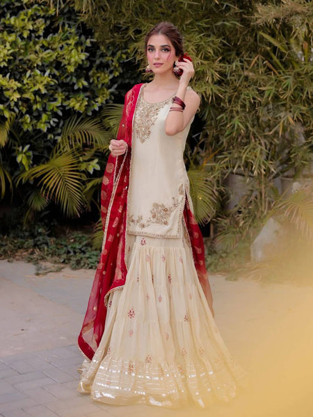 cream (or off‑white) sharara