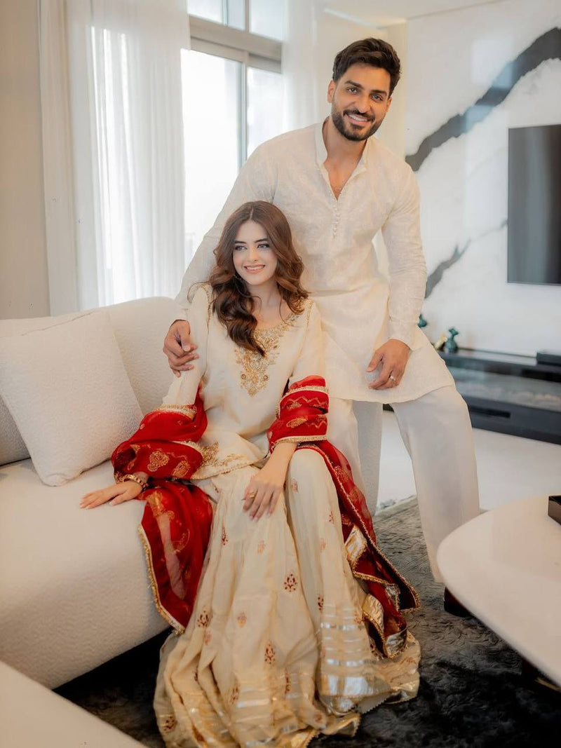 cream (or off‑white) sharara