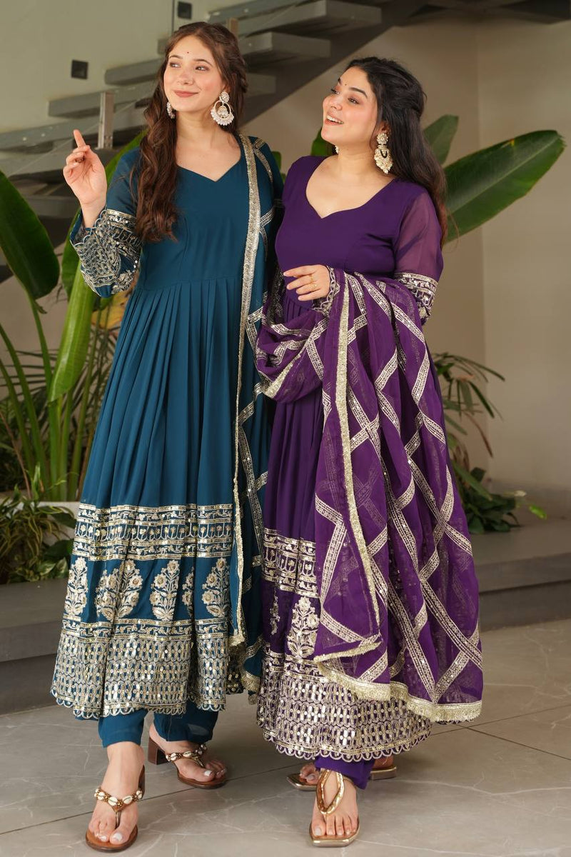 Purple Anarkali Suit Set