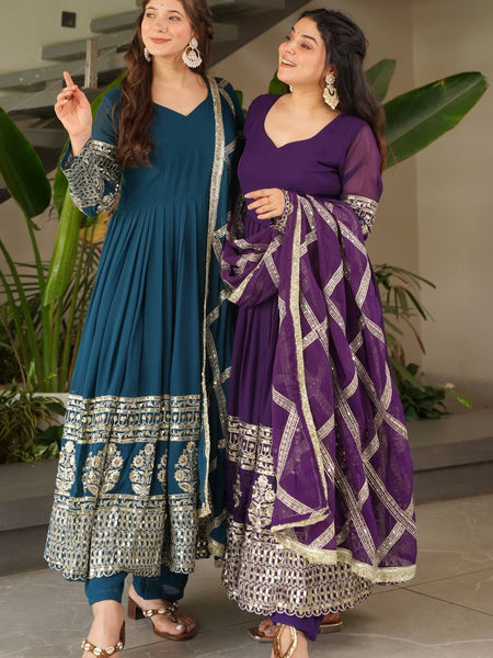 Purple Anarkali Suit Set